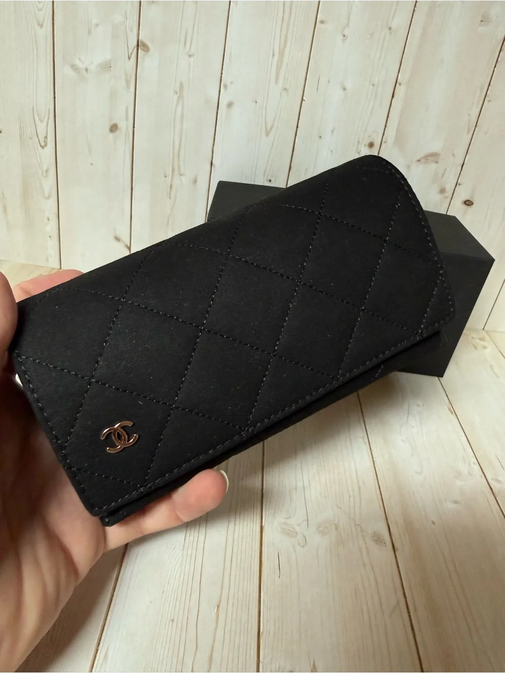 CHANEL Quilted Sunglasses Case Black